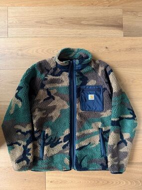 Carhartt WIP Prentis Camo Zip Fleece Sweater Mens Small